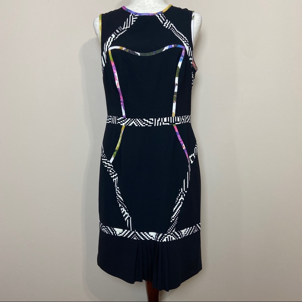 Artelier Nicole Miller Black Patterned Silk Dress